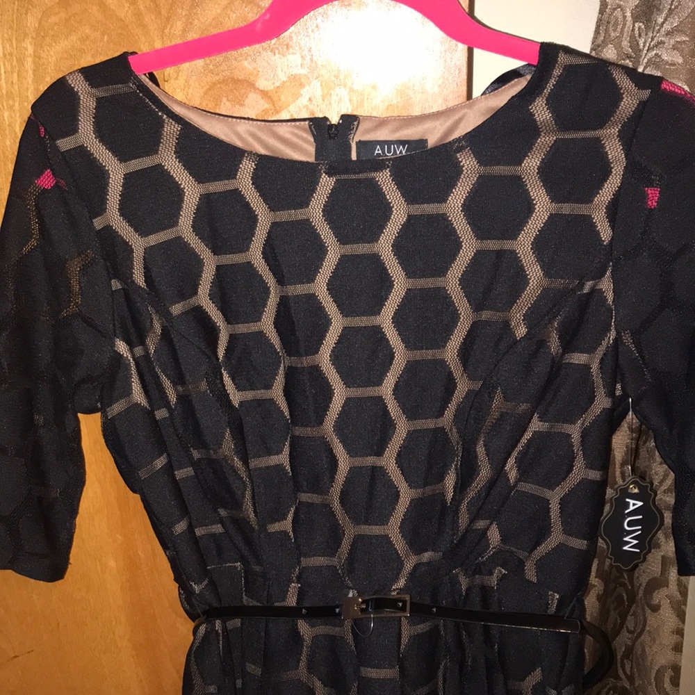 Black Cocktail Dress w Belt (Size 4)